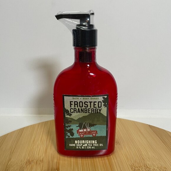Bath & Body Works Frosted Cranberry Nourishing Hand Soap 8 oz Tea Tree Oil - Picture 1 of 4